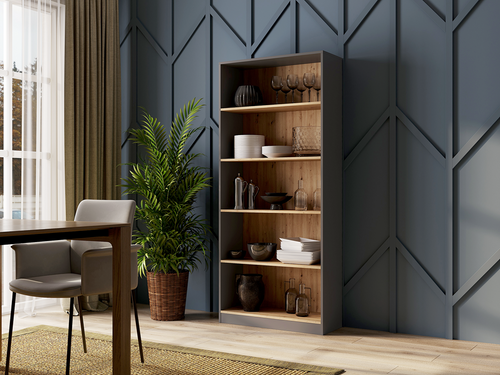 Regał LEMARI L80 - Antracyt / Dąb Artisan