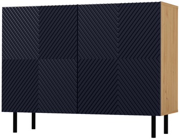 Komoda z ryflowanymi frontami ORON 4X - Dąb Artisan/Granatowy
