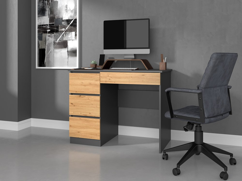 Biurko komputerowe DEVO D2 LEWE - Antracyt Dąb Artisan