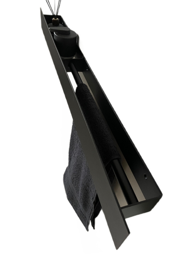 Wieszak Uchwyt na ręcznik wiszący z półką ALTRO P 100CM - Czarny