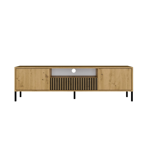 Szafka RTV z lamelami MISEL 164 cm - Dąb Artisan/Czarny