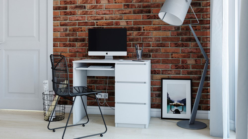 Biurko DIVO PRAWE - Biel Mat