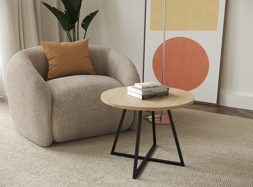 Stolik kawowy okrągły VERSO 50cm - Dąb Artisan