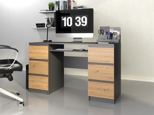 Biurko komputerowe ABBA - Antracyt / Dąb Artisan