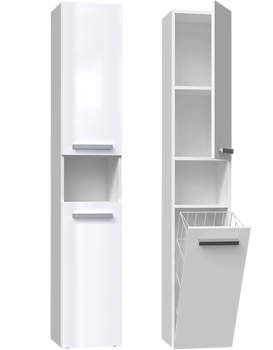 Szafka łazienkowa słupek ATRI 1D1K - Biel Połysk