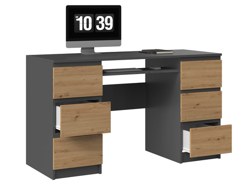 Biurko komputerowe ABBA - Antracyt / Dąb Artisan