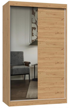 Szafa Przesuwna Dwudrzwiowa z Lustrem GAIKO 1L 120CM - Dąb Artisan