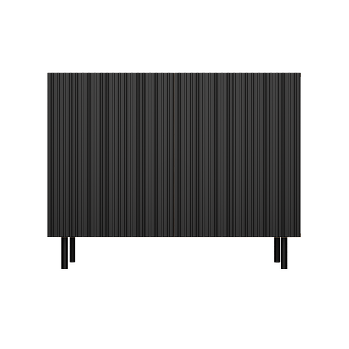 Komoda z ryflowanymi frontami ORON SLIM - Dąb Artisan/Czerń Mat