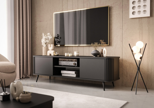 Szafka RTV z lamelami MOONLIGHT 150cm - Czarny