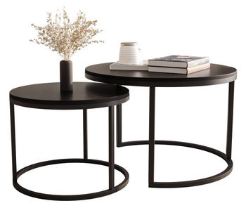 Zestaw dwóch okrągłych stolików MJU MIDI - Czarny Mat