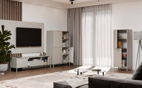 Witryna z lamelami 103cm MISEL 2L2G - Kaszmir