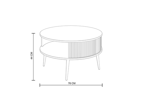 Stolik kawowy okrągły MOONDAY GOLD 76cm - Kaszmir/Lamele Kaszmir Nóżki złote