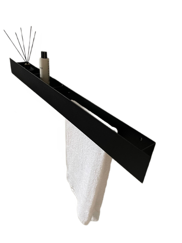 Wieszak Uchwyt na ręcznik wiszący z półką ALTRO P 100CM - Czarny