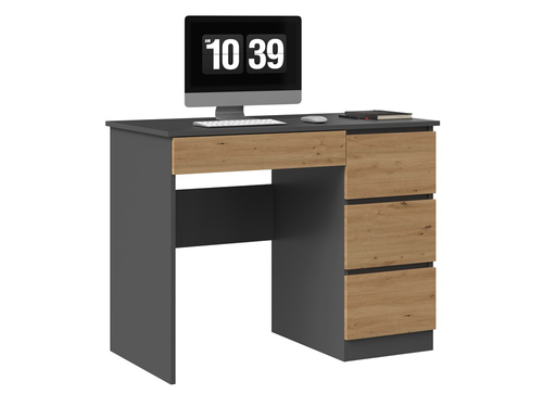 Biurko komputerowe DEVO D2 PRAWE - Antracyt / Dąb Artisan