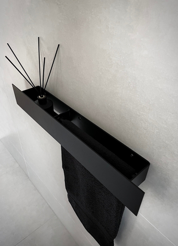 Wieszak Uchwyt na ręcznik wiszący z półką ALTRO P 60CM - Czarny