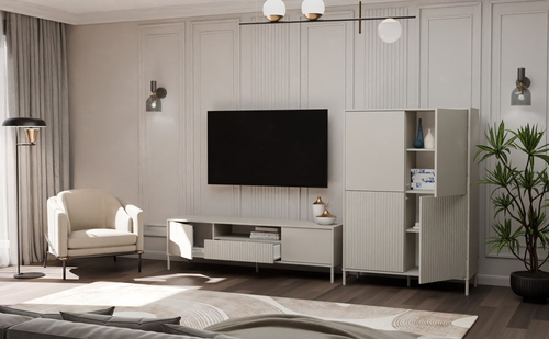 Witryna z lamelami 103cm MISEL 2L2G - Kaszmir