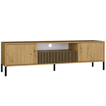 Szafka RTV z lamelami MISEL 164 cm - Dąb Artisan/Czarny