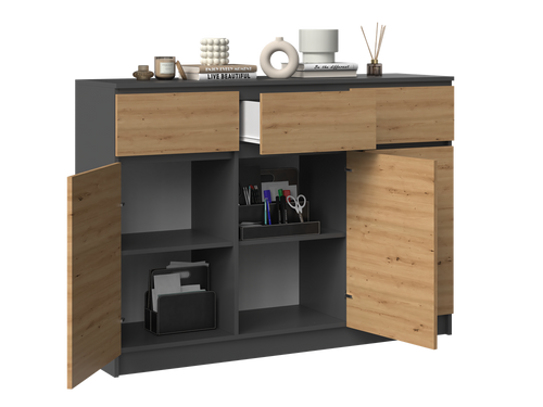 Komoda VITEK D3S3 - Antracyt / Dąb Artisan