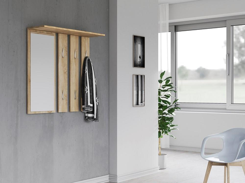 Wieszak z lustrem PALO - Dąb Sonoma