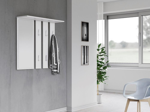 Wieszak z lustrem PALO - Biel Mat