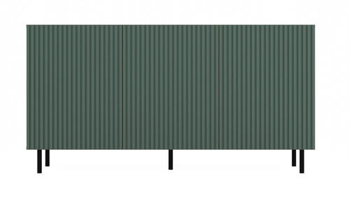 Komoda z ryflowanymi frontami ORON 3D SLIM 150cm - Dąb Artisan/Zielony