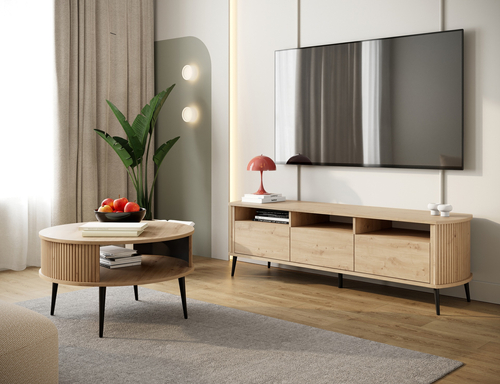 Szafka RTV z lamelami MOONDAY 150cm - Dąb Artisan