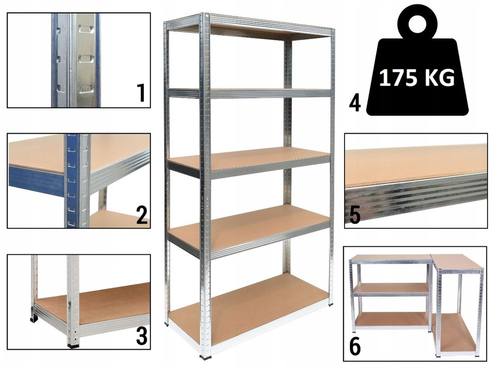 Regał magazynowy metalowy BARA B9040 MDF 175KG