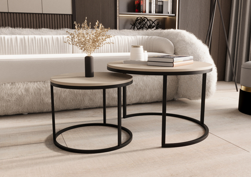 Zestaw dwóch okrągłych stolików MJU MIDI - Kaszmir