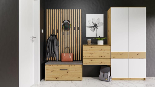 Szafka na obuwie z siedziskiem LARMA - Dąb Artisan