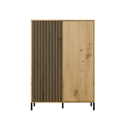 Witryna z lamelami 103cm MISEL 2LG - Dąb Artisan/Czarny