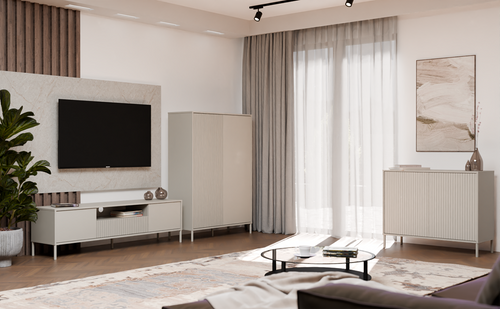 Witryna z lamelami 103cm MISEL 2LG - Kaszmir