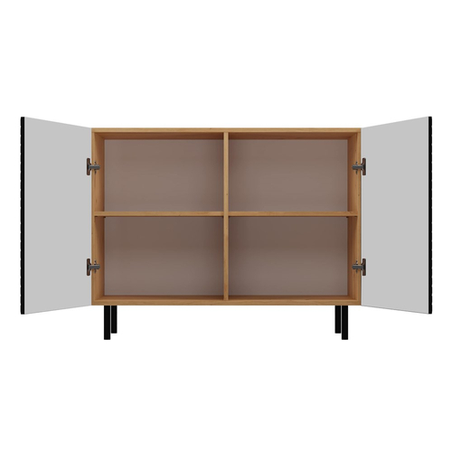 Komoda z ryflowanymi frontami ORON 4X - Dąb Artisan/Czerń Mat