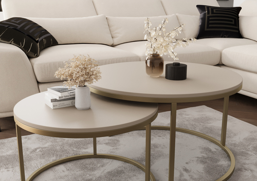 Zestaw dwóch okrągłych stolików MJU GOLD - Kaszmir