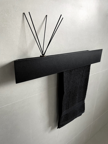 Wieszak Uchwyt na ręcznik wiszący z półką ALTRO P 60CM - Czarny