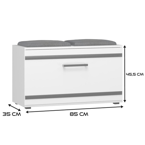 Szafka na obuwie z siedziskiem PALO - Biel Mat