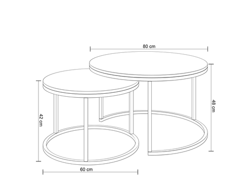Zestaw dwóch okrągłych stolików kawowych MJU COLOR - Biały