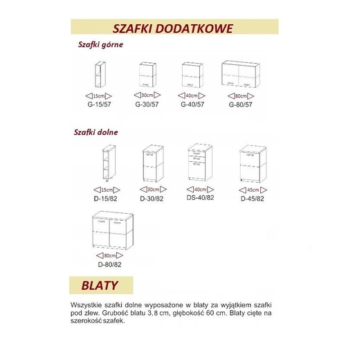 Zestaw mebli kuchennych CUCINA 38 - Dąb Sonoma/ blat Dąb Sonoma - 200 cm