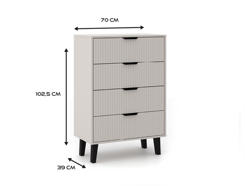 Komoda z lamelami i szufladami Piazza 4S 70cm - Kaszmir