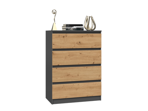 Komoda MALWIN S4 70CM - Antracyt / Dąb Artisan