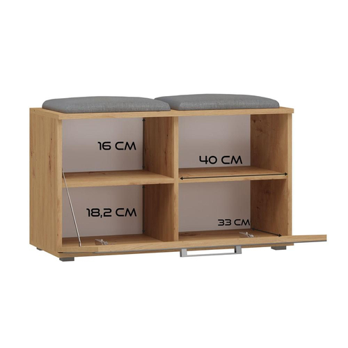 Szafka na obuwie z siedziskiem PALO - Dąb Artisan