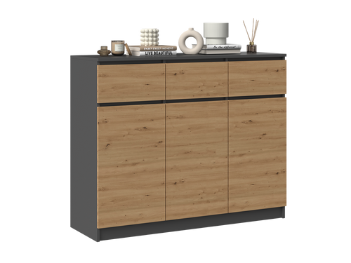 Komoda VITEK D3S3 - Antracyt / Dąb Artisan