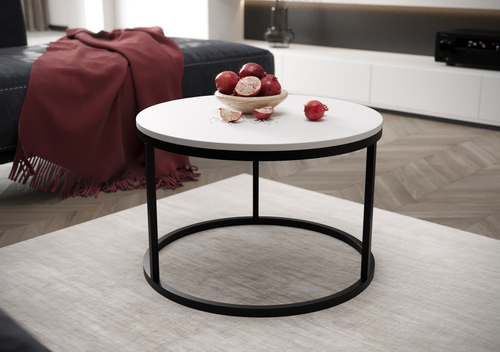 Stolik kawowy okrągły MJU ONE - Biel Mat
