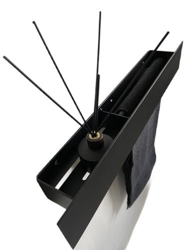 Wieszak Uchwyt na ręcznik wiszący z półką ALTRO P 60CM - Czarny