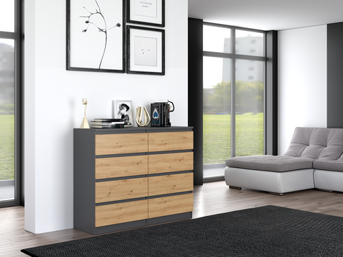 Komoda MALWIN S8 120CM - Antracyt / Dąb Artisan