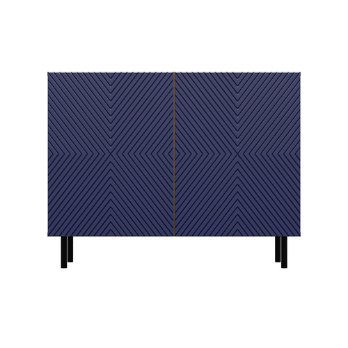 Komoda z ryflowanymi frontami ORON 4X - Dąb Artisan/Granatowy