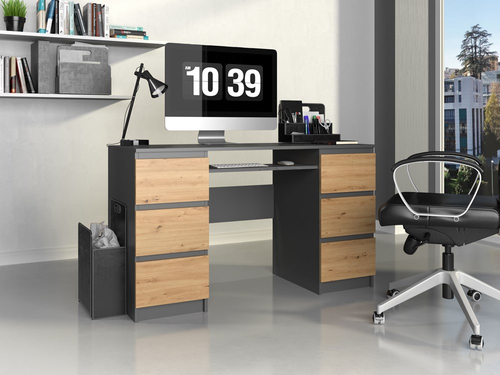 Biurko komputerowe ABBA - Antracyt / Dąb Artisan