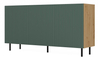 Komoda z ryflowanymi frontami ORON 3D SLIM 150cm - Dąb Artisan/Zielony