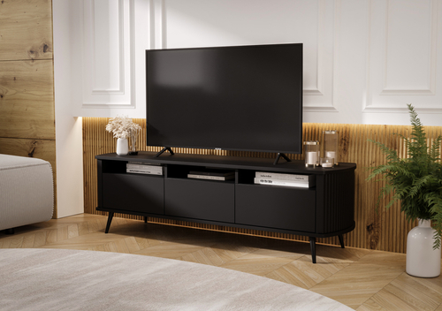 Szafka RTV z lamelami MOONDAY 150cm - Czarny