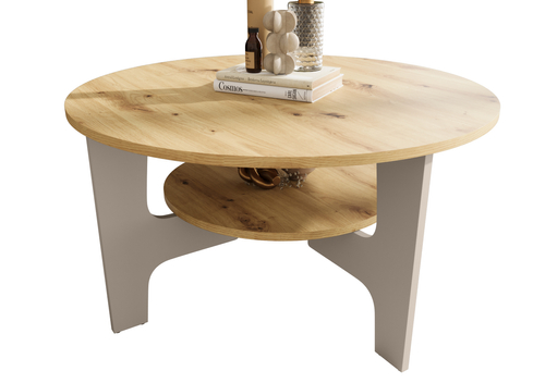Stolik kawowy okrągły TIPPO S - Dąb Artisan/Kaszmir
