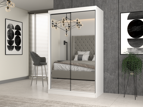 Szafa Przesuwna Dwudrzwiowa z Lustrami GAIKO 120CM - Biel